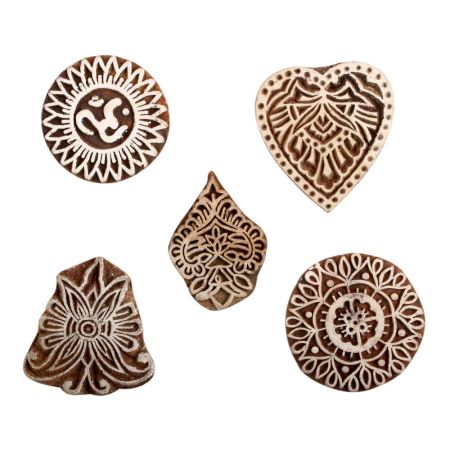 Set of 5 Piece New Mix Wooden Printing Block